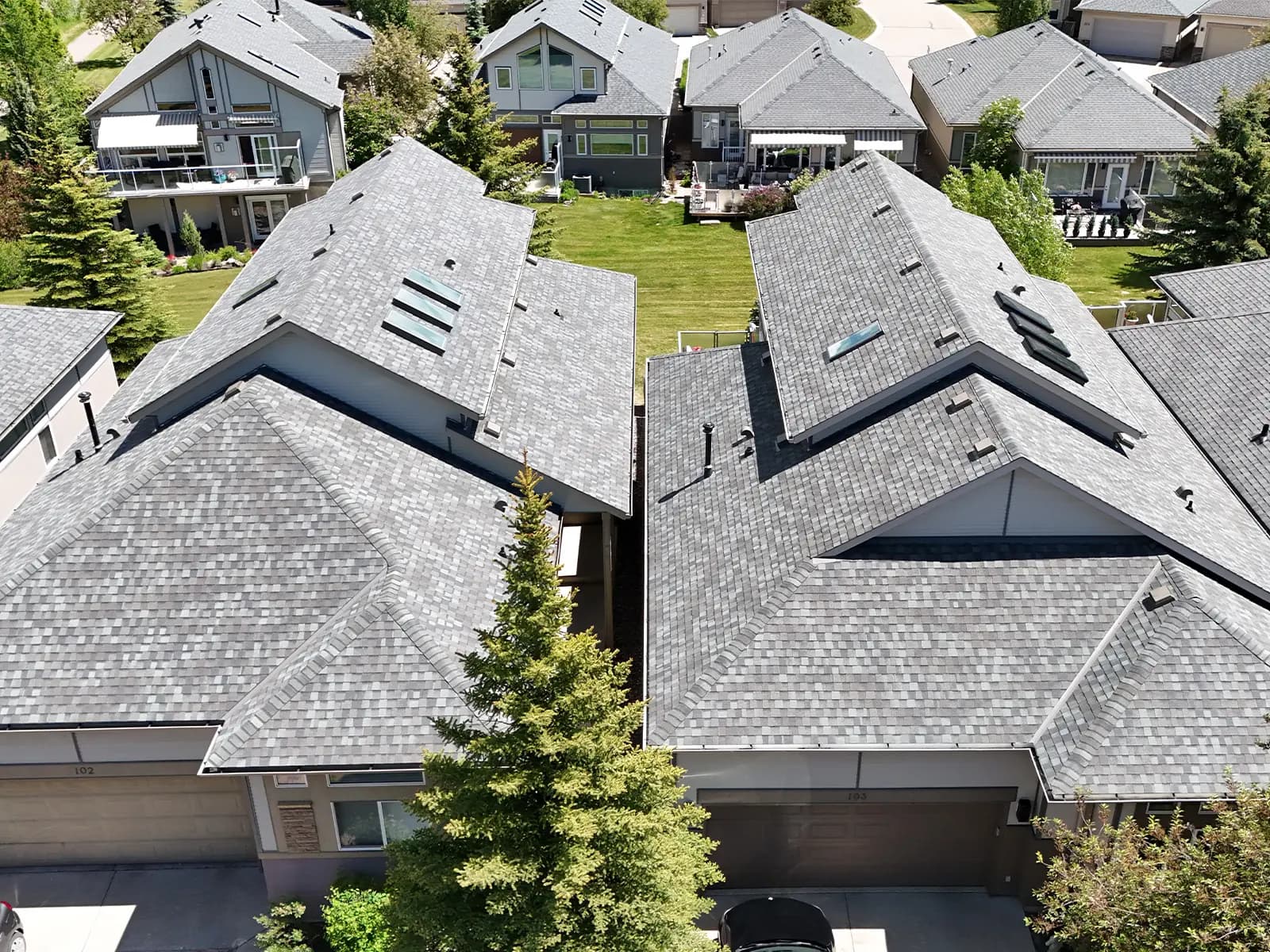Sure West Roofing completed roof in Cochrane Alberta